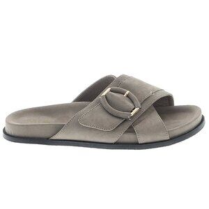 MIA Suede Buckle Slides in Gray/Tan sz 6.5
